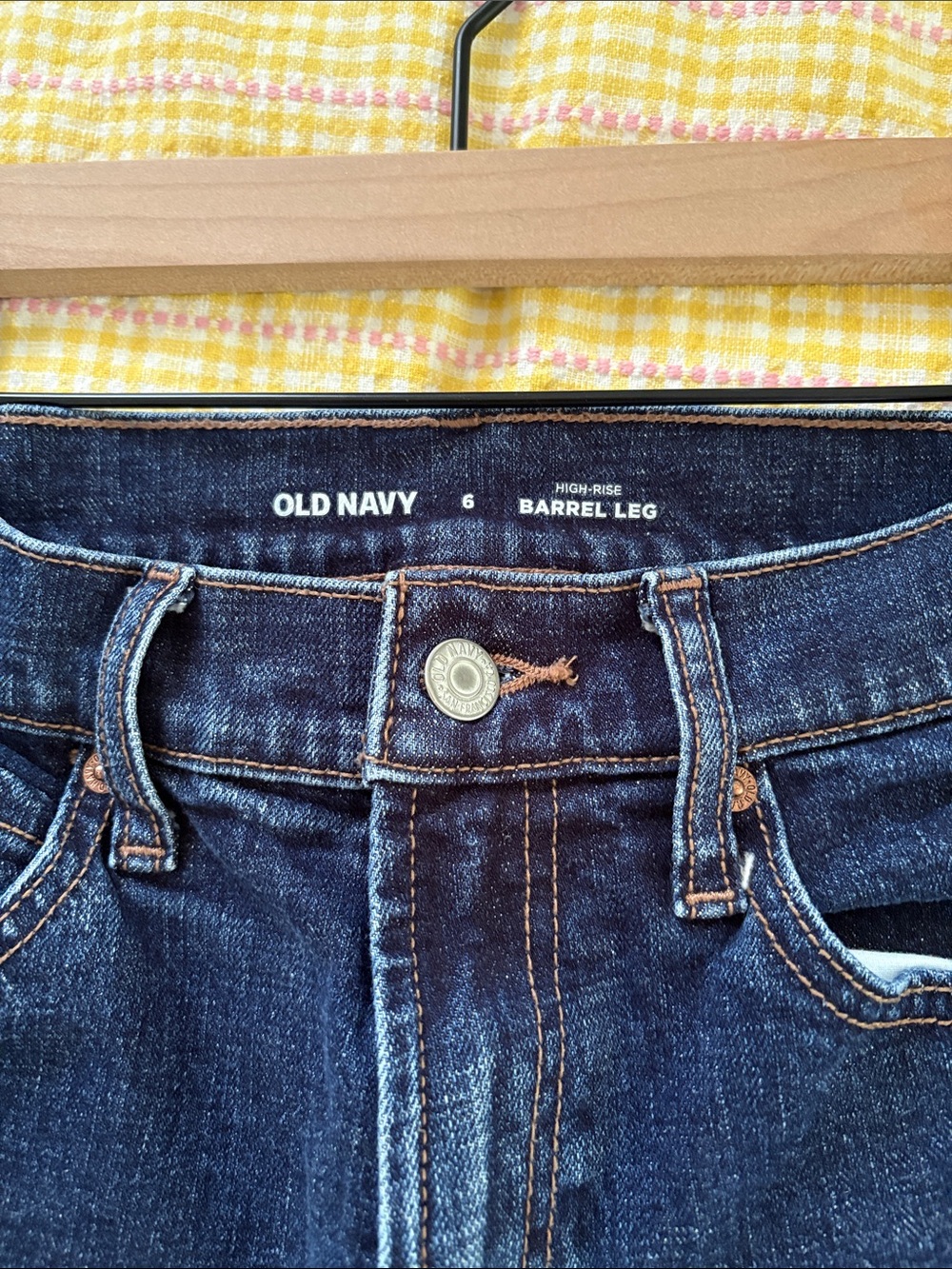 Old Navy Dark Blue High-Rise Barrel Leg Jeans